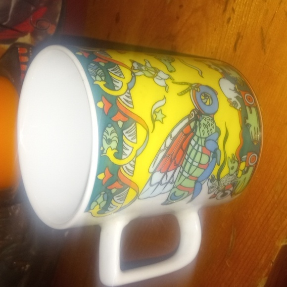 Bopla Yellow Suisse Mug. 8 oz. Vintage. Many sides of colorful creations. - Picture 1 of 4